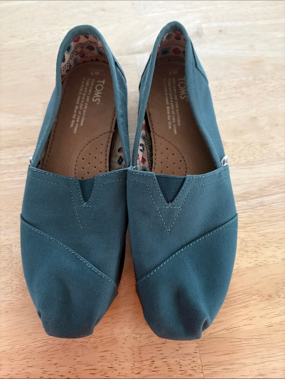 Toms Women's Canvas Slip-On Moccasins in Teal